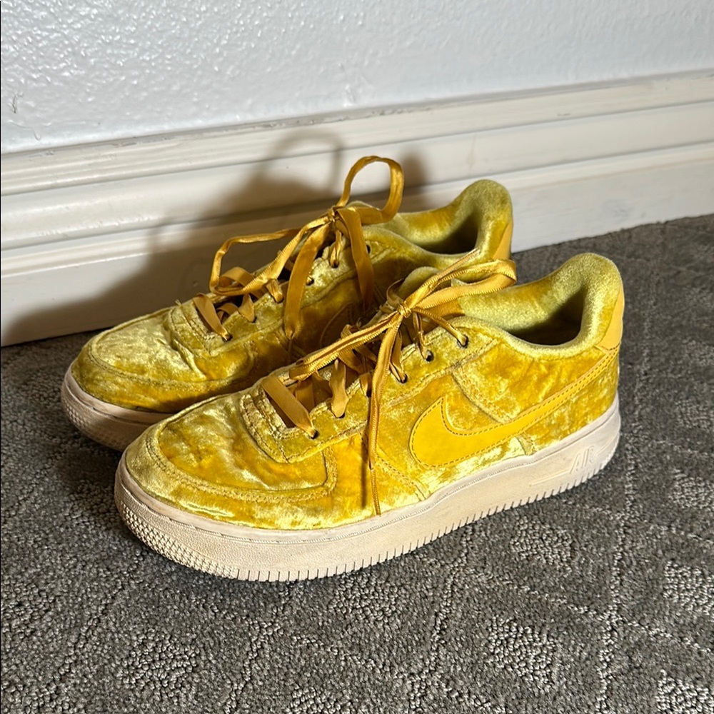 Nike Air. Air Force 1, Yellow Velvet Sneakers